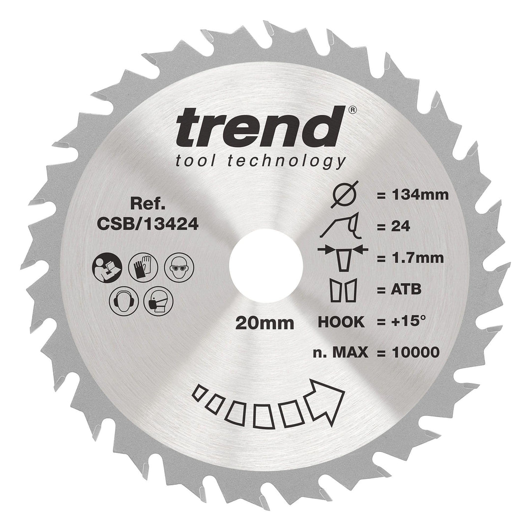 Trend - Craft Sägeblatt 134mm x 24 Zähne x 20mm - CSB/13424 Industriell 134mm x 24 Teeth, Industriel