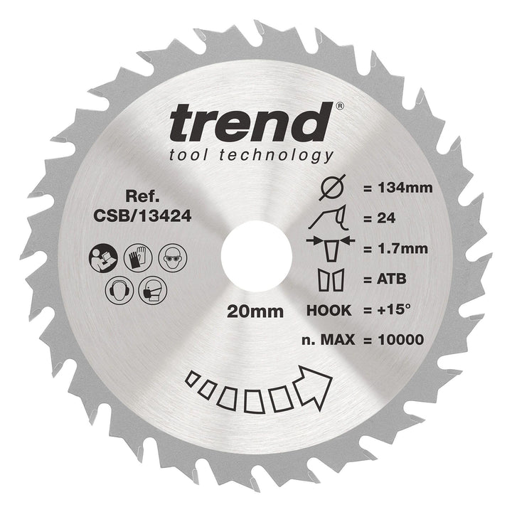Trend - Craft Sägeblatt 134mm x 24 Zähne x 20mm - CSB/13424 Industriell 134mm x 24 Teeth, Industriel