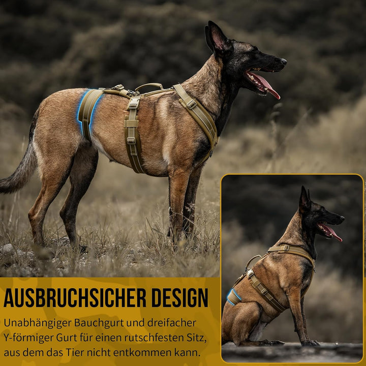 OneTigris Hundegeschirr, HOUNDLOCK Taktisches Geschirr Ausbruchsicher Einstellbar Weich Gepolstert B