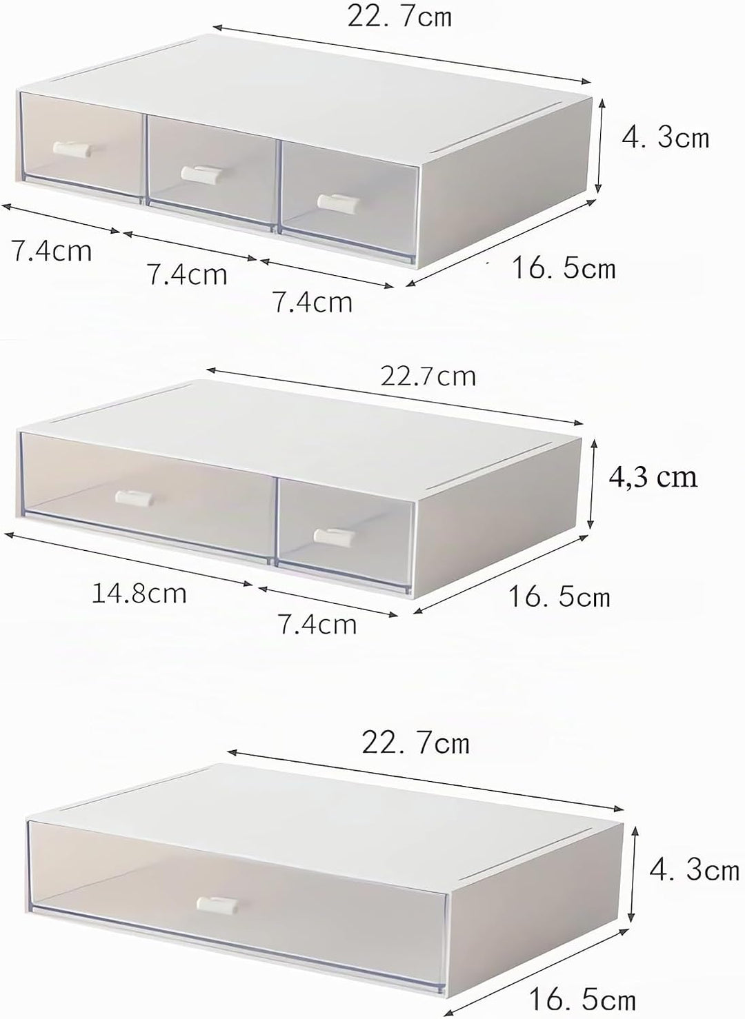 Schreibtisch Organizer Set, 3 Stapelbare Aufbewahrungsboxen mit 6 Schubladen, Multifunktionale Ordnu