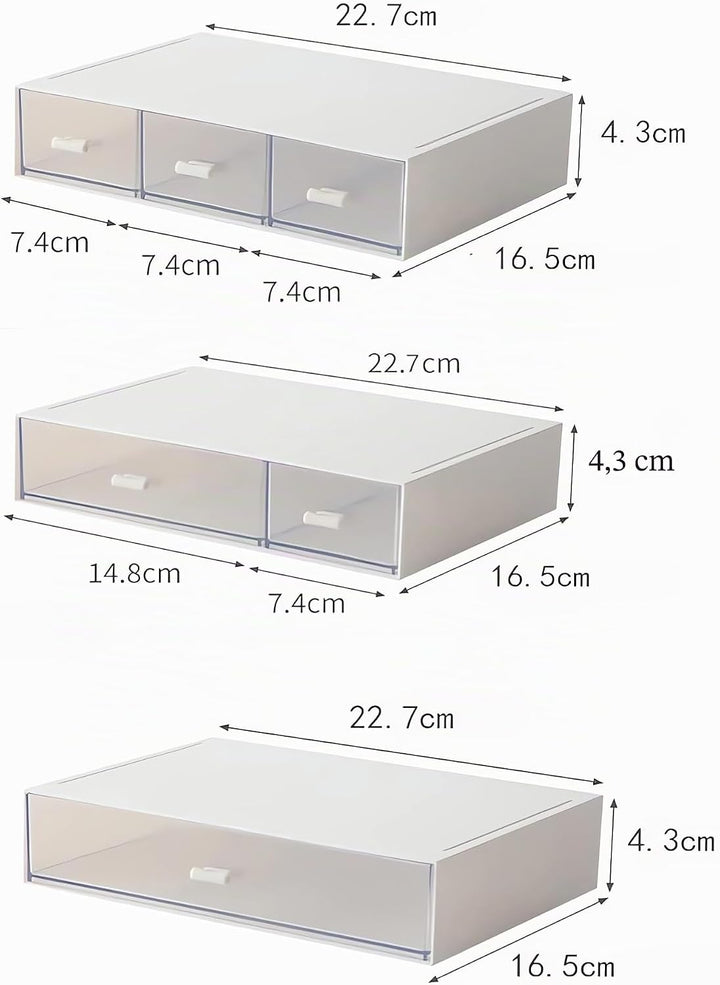 Schreibtisch Organizer Set, 3 Stapelbare Aufbewahrungsboxen mit 6 Schubladen, Multifunktionale Ordnu