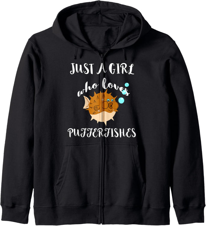 Just A Girl Who Loves Pufferfische Fugo Kugelfisch Kapuzenjacke