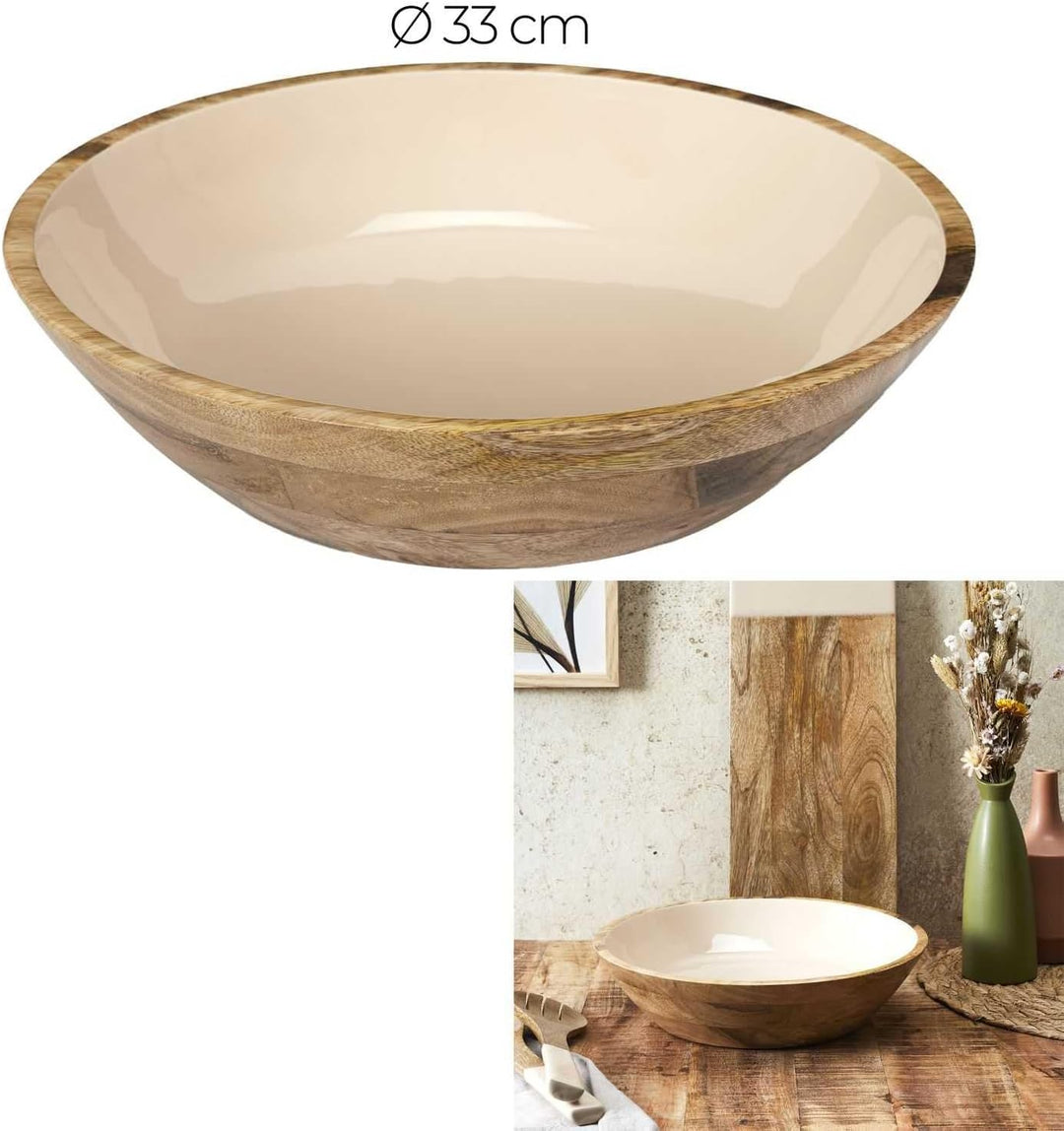 HOME DECO FACTORY, KA0572, Dune Uni Mango Wood Salad Bowl, elegant and Natural Design, ideal for Sal