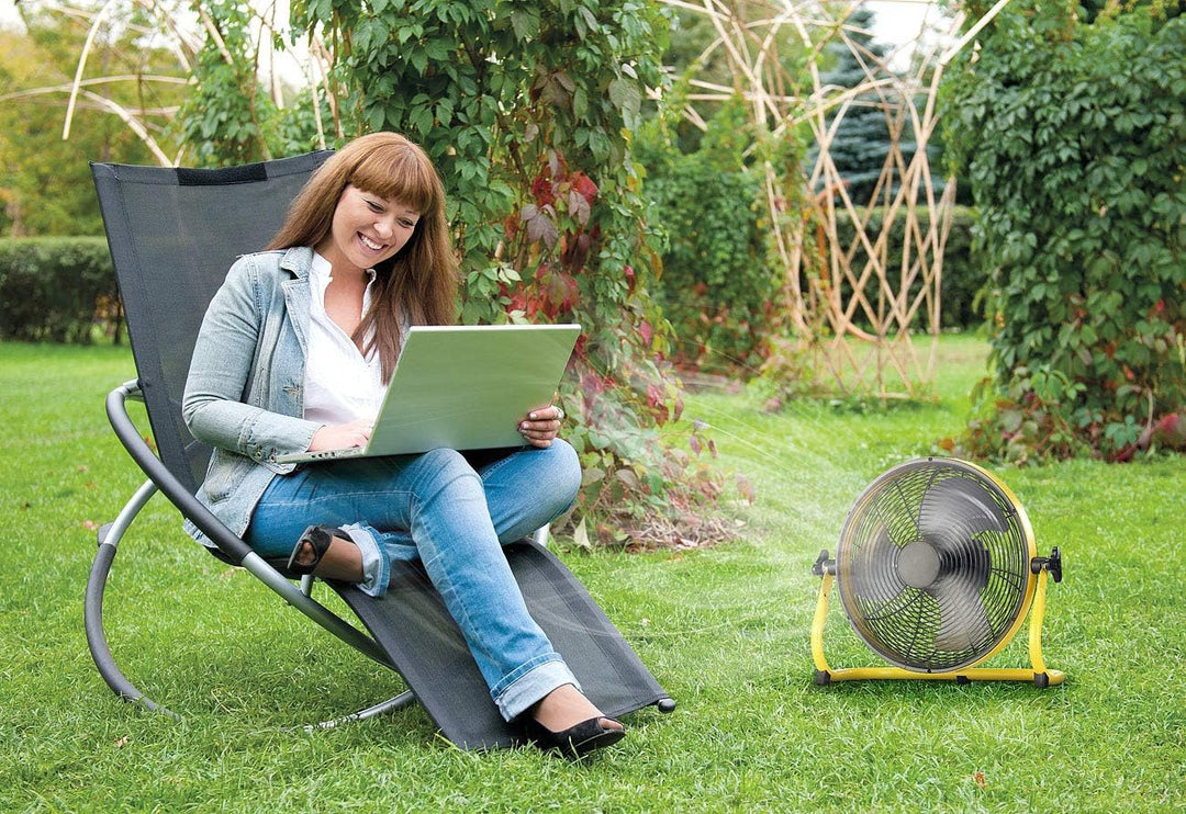 Sichler Haushaltsgeräte Ventilator Akku: Akku-Vollmetall-Bodenventilator, bis 1.200 U/Min., 30 cm, 1