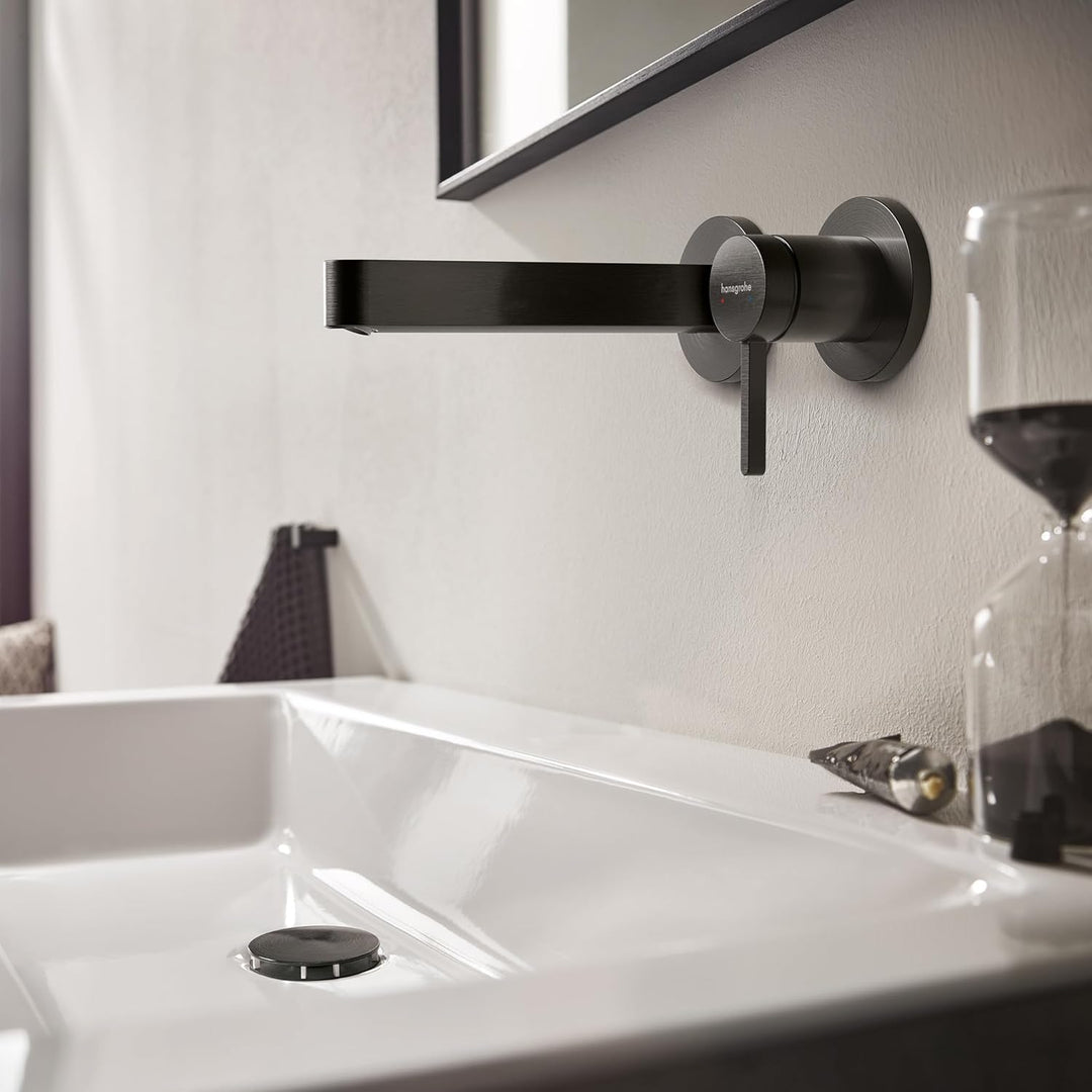 hansgrohe Finoris - Waschtischarmatur Unterputz für Wandmontage mit Ablauf, Wasserhahn Bad mit Ausla