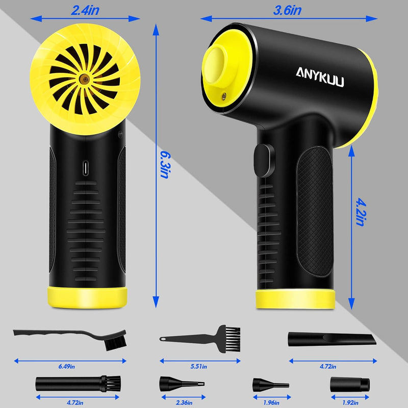 Anykuu Elektrische Staubgebläse Auto 90000 U/min 3-Gänge USB Wiederaufladbar Mini Air Duster mit 750