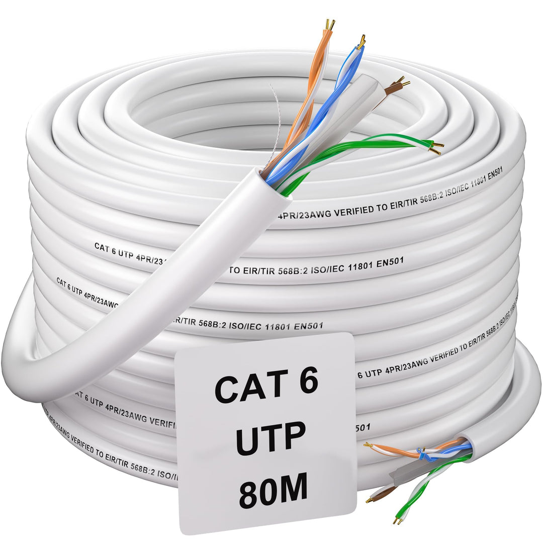 LAN Kabel 80 Meter Outdoor, Cat 6 Netzwerkkabel 80m Ethernet Kabel Verlegekabel Hochgeschwindigkeits