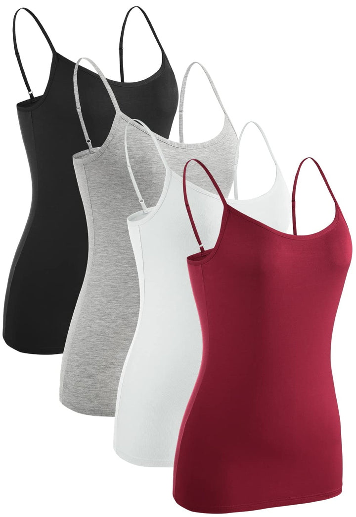 Ymmchy Damen Unterhemden Leibchen Tank Tops Spaghettiträger Verstellbare 4-Pack S 4-pack Schwarz/Gra