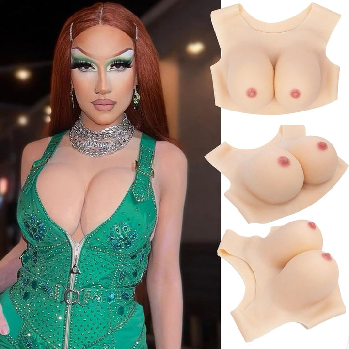 ALZRGORA Silikon Brüste Silikon Brustplatte Fake Brüste Künstliche C-G Cup für DragQueen Crossdresse