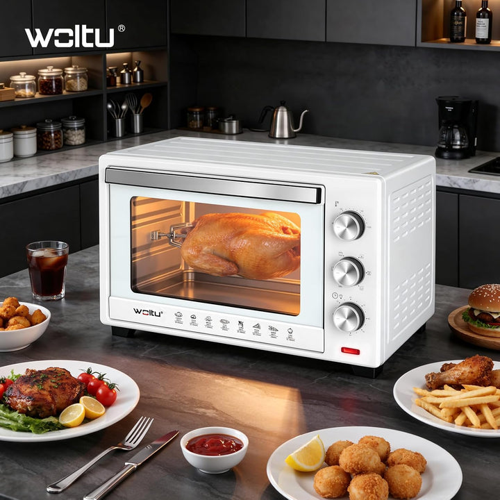 WOLTU Mini Backofen 32 Liter, 1600 Watt Toasterofen | Pizzaofen | Herausnehmbares Krümelblech mit Ti