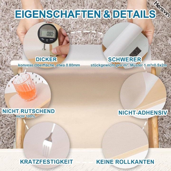 Hersvin Schubladenmatte 44.5cmx500cm Schrankpapier Schubladeneinlage Eva Wasserfest Nicht Klebende U