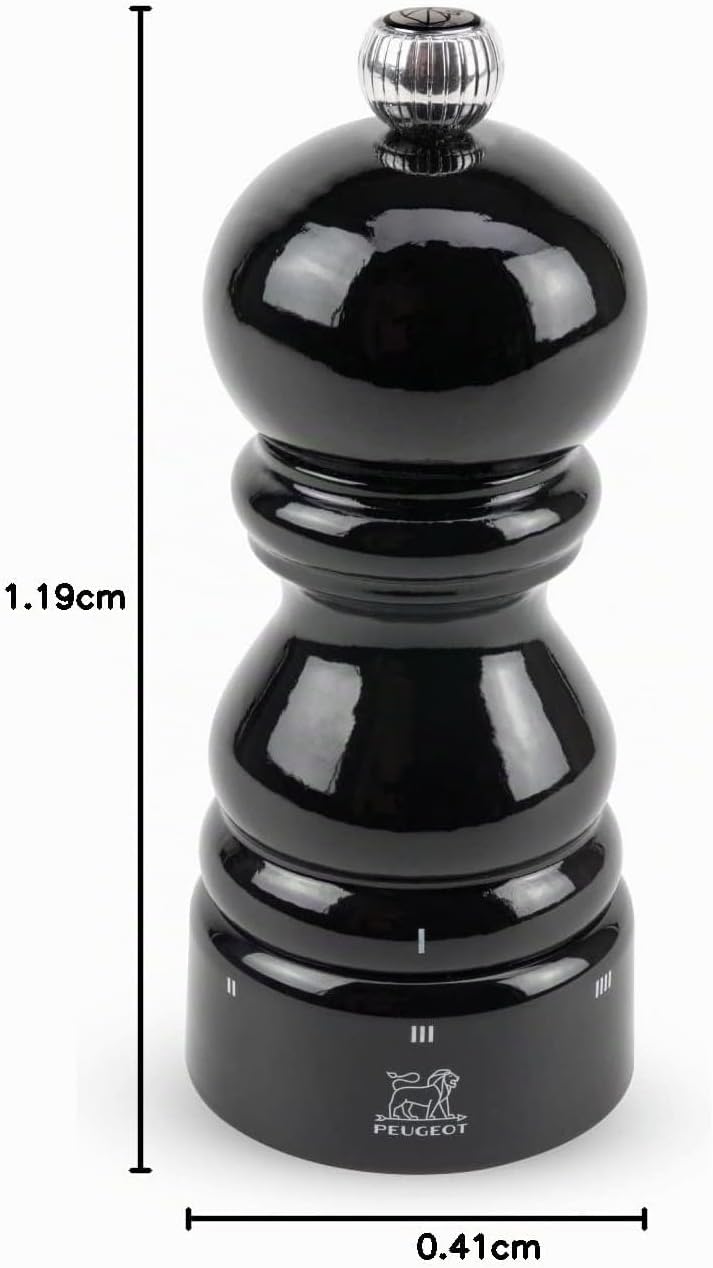 Peugeot Paris Manuelle Pfeffermühle, Klassische Mahlgradeinstellung, Höhe: 12 cm, Holz, Schwarz, 187