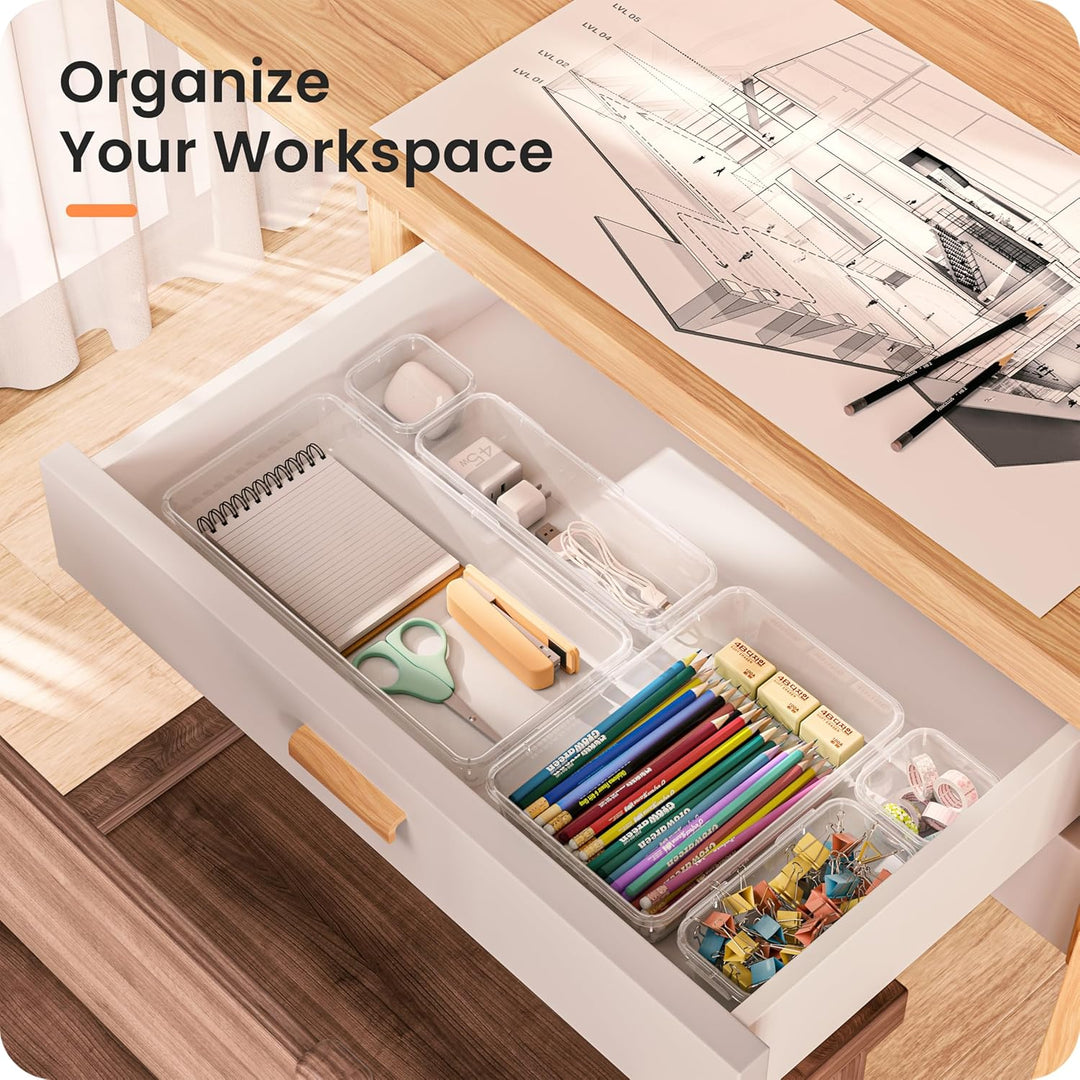 A-LuGei【Transparent 28er Schubladen Organizer,【Upgrade auf 5 Grössen】 Schminktisch Organizer Schubla