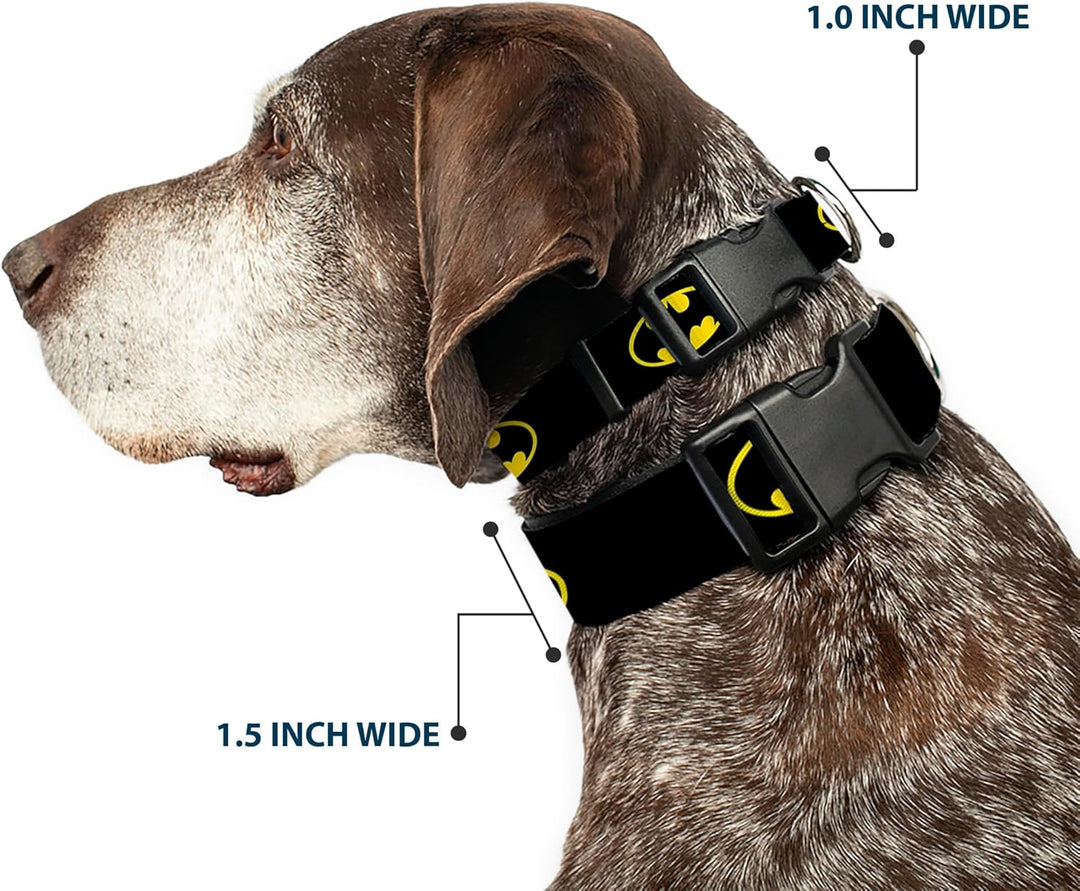 Buckle-Down Kunststoff-Halsband mit Clip, Batman-Schild, 2,5 cm breit, passend für Halsumfang von 38