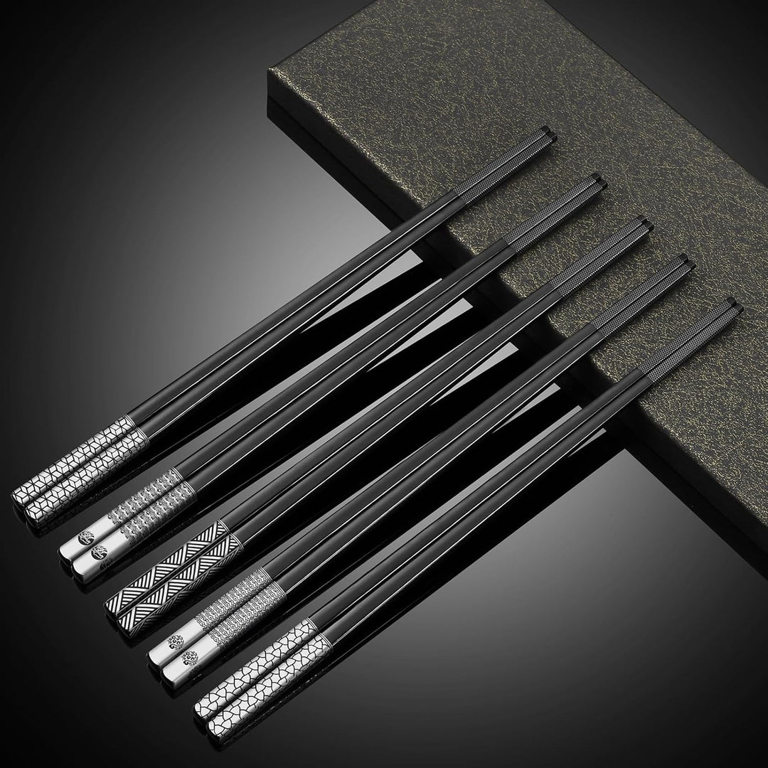 TIICOO Edelstahl-Essstäbchen Wiederverwendbar 18/8 Edelstahl lasergraviert Premium-Titan Spülmaschin