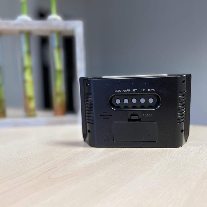 FICHTEC - Digitaler Wecker 13cm Funkgesteuerter Wecker - LCD-Bildschirm mit Blauer Hintergrundbeleuc