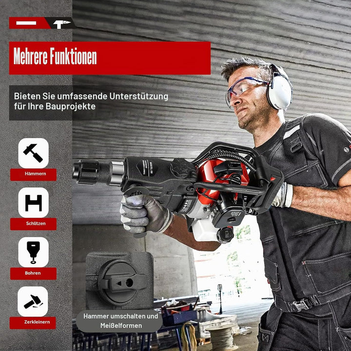 1200W Abbruchhammer Benzin,Stemmhammer Meisselhammer,Stemmhammer Meisselhammer,2-Takt Motor,32.6 cc,