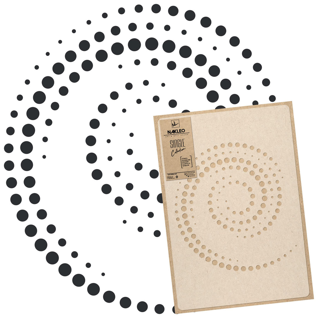 Wiederverwendbare Wandschablone aus Kunststoff // Geometrisch - Punkte - Spirale - Dots // Muster Sc