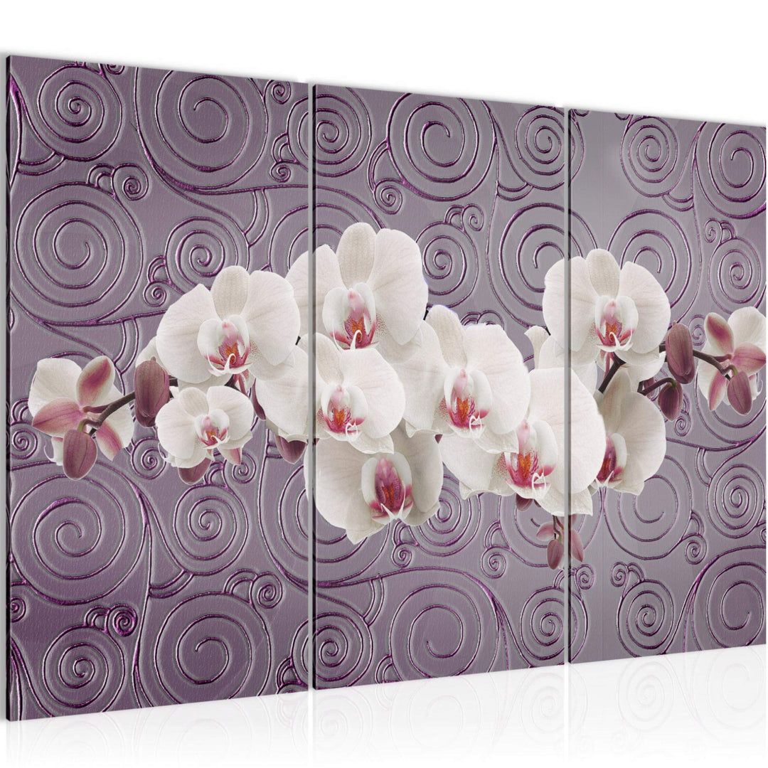 Runa Art Wandbilder Blumen Orchidee Bild XXL Wohnzimmer Schlafzimmer Violett Lila Abstrakt 120 x 80