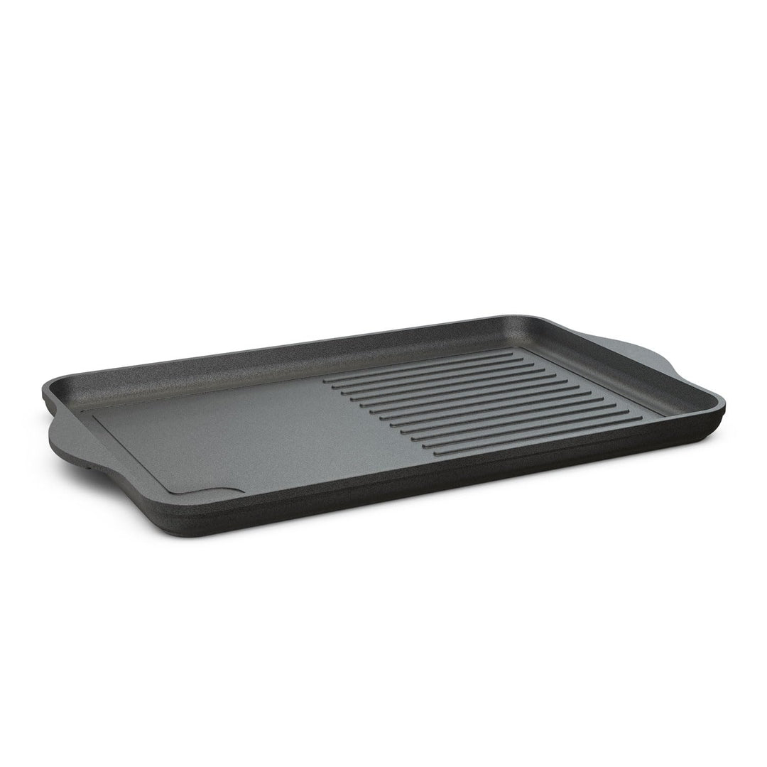 Grosse Aluguss Grillplatte Induktion 49x29 cm I Beschichtete Bratplatte Induktionskochfeld I Grill G