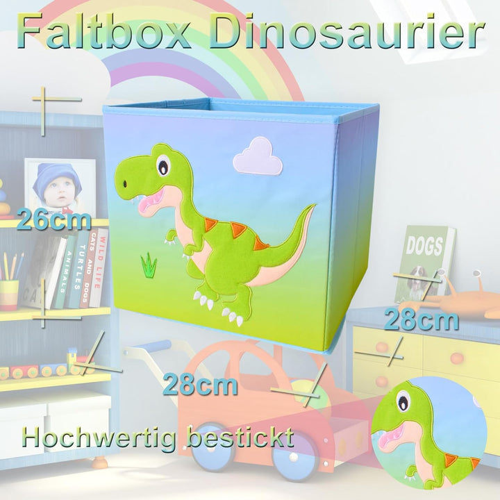 TE-Trend Dinosaurier Motiv grün Regal Aufbewahrungsbox Kinder Kinderzimmer Faltbox Aufbewahrungskorb