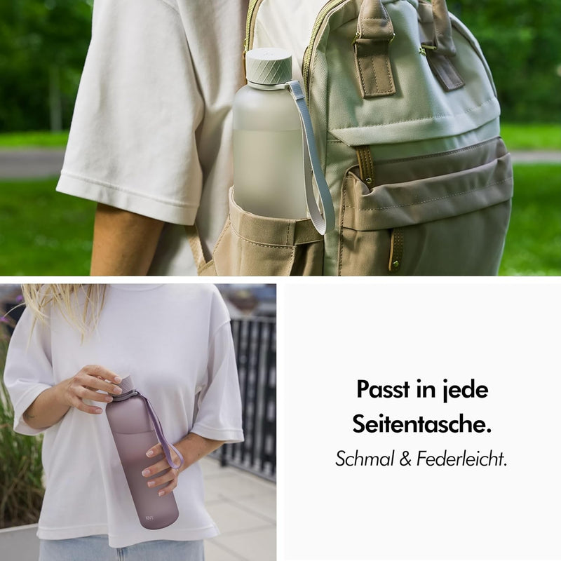 KIVY Trinkflasche Tritan 1l - Kohlensäure geeignet & Auslaufsicher - Für Sport, Schule & Büro- Trink