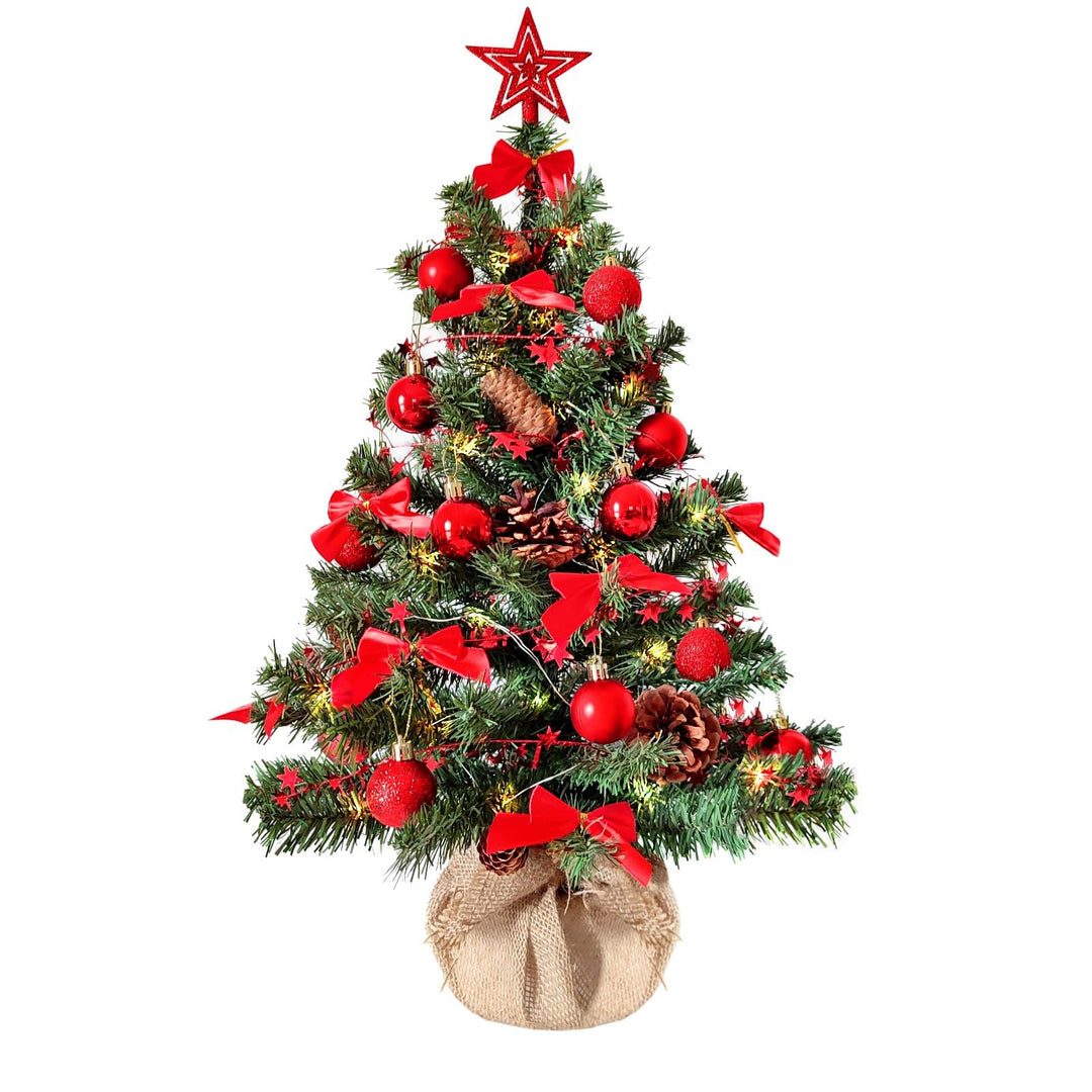 Baunsal GmbH &amp; Co.KG Weihnachtsbaum Tannenbaum Christbaum künstlich 75 cm grün mit roter Dekoration