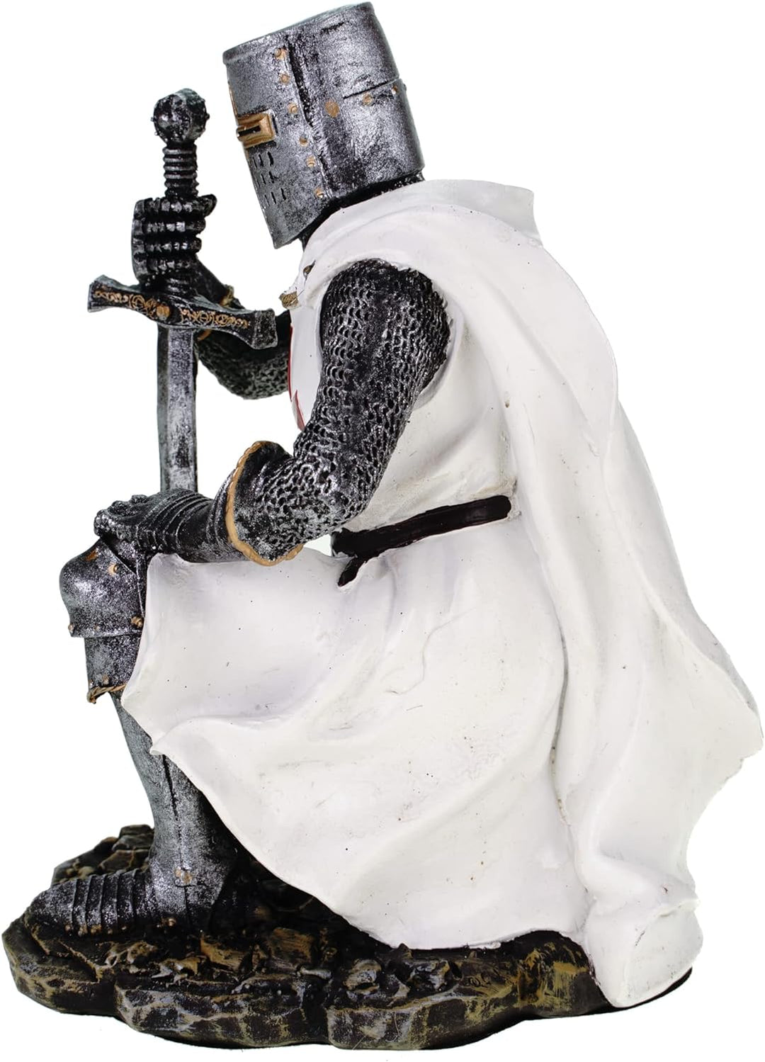 Tempelritter knieend 17 cm Figur Templer Ritter Templerkreuz Deko Skulptur