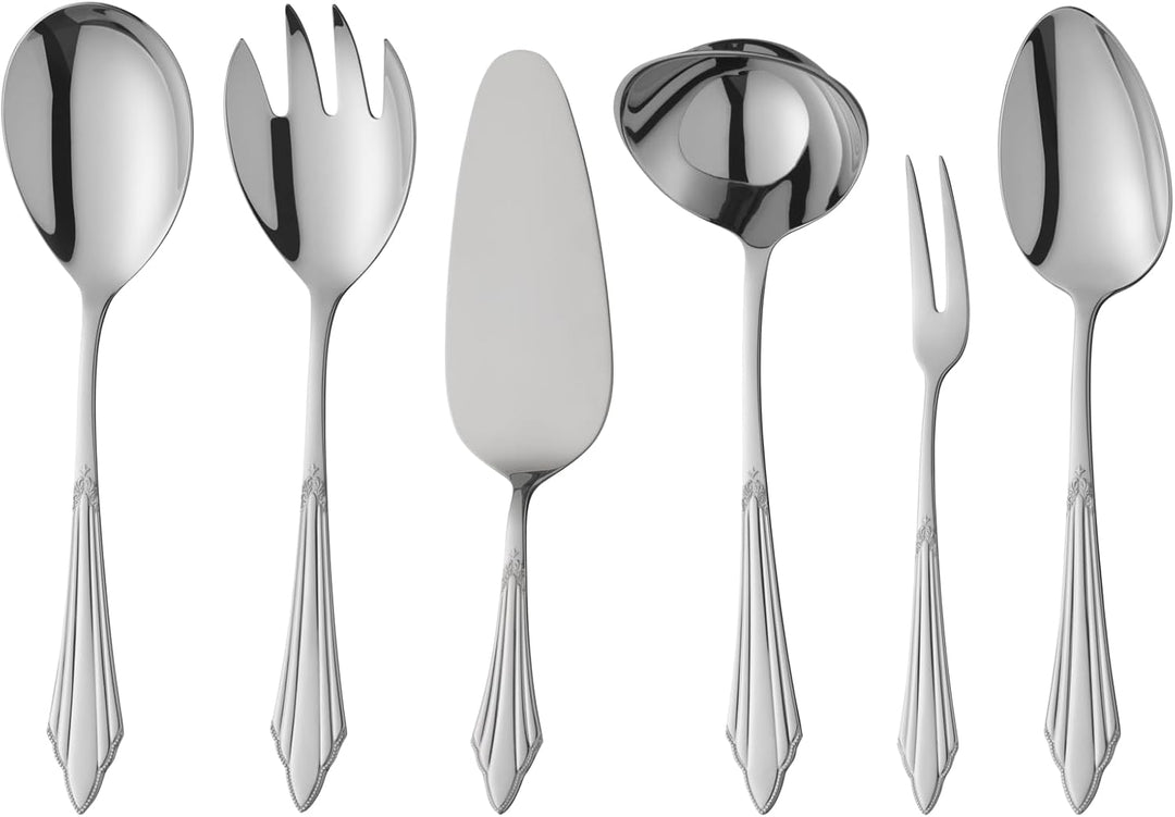 WMF Fächer Salatbesteck XX cm, Salatgabel und Servierlöffel, Cromargan protect Edelstahl poliert, gl