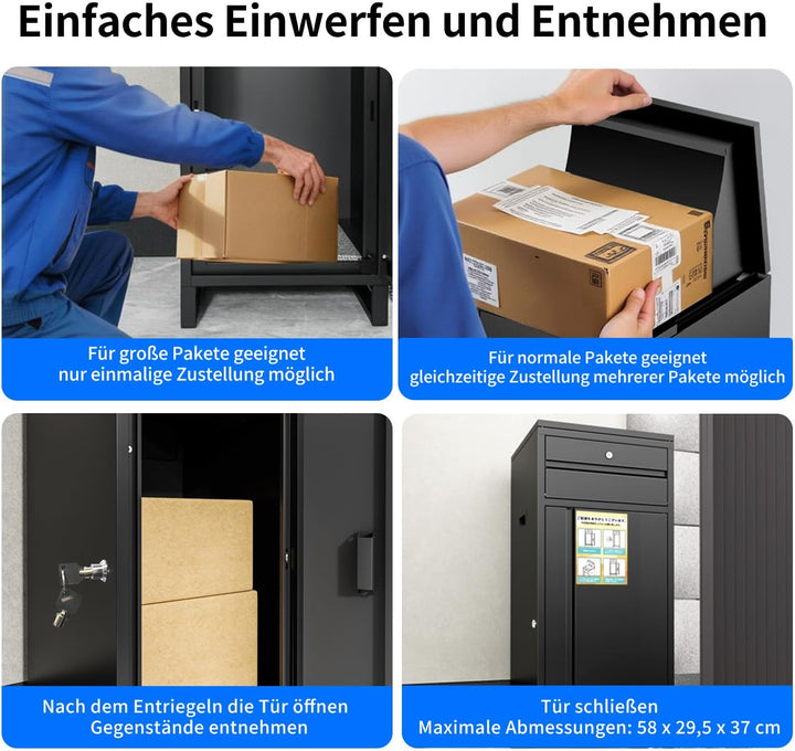 Briefkasten Paketbox für den Aussenbereich, extra grosse Paketboxen mit sicherer Lagerung, wasserdic