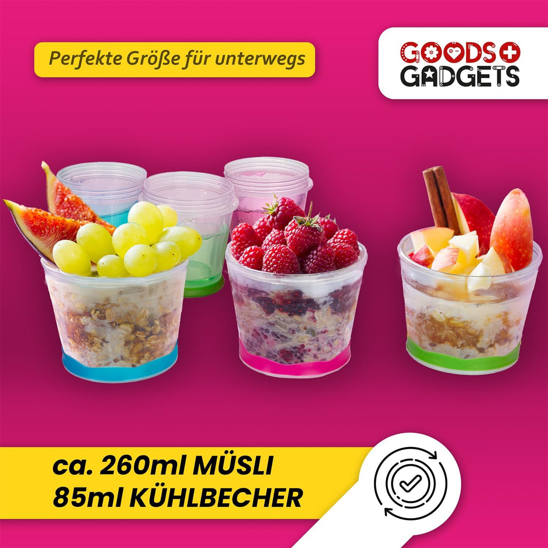 GOODS+GADGETS Müslibecher to Go Deluxe - Joghurt-Becher für unterwegs - Reise Lunchpot mit Löffel un