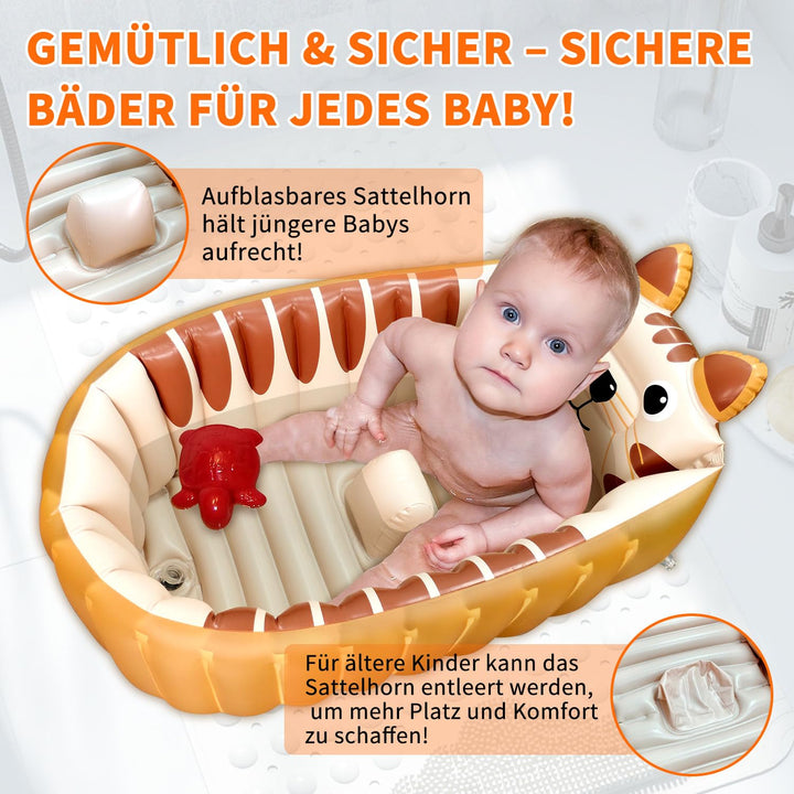 Aufblasbare Badewanne, Kinderbadewanne, Rutschfester Babypool zum Sitzen, Faltbarer Duschbecken für