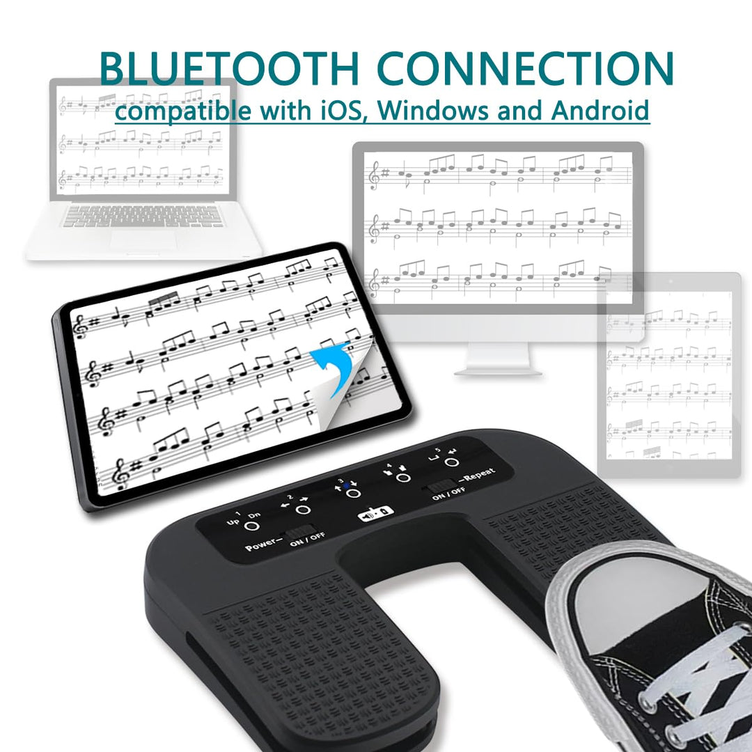 Tavsou Bluetooth Page Turner Pedal für Tablet Smartphone wiederaufladbar leise (Plus), Plus
