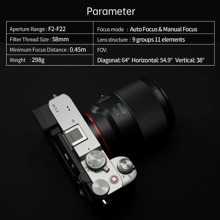 Meike 35mm F2.0 Autofokus Vollformat STM Schrittmotor Objektiv Kompatibel mit Sony E Mount Kameras A