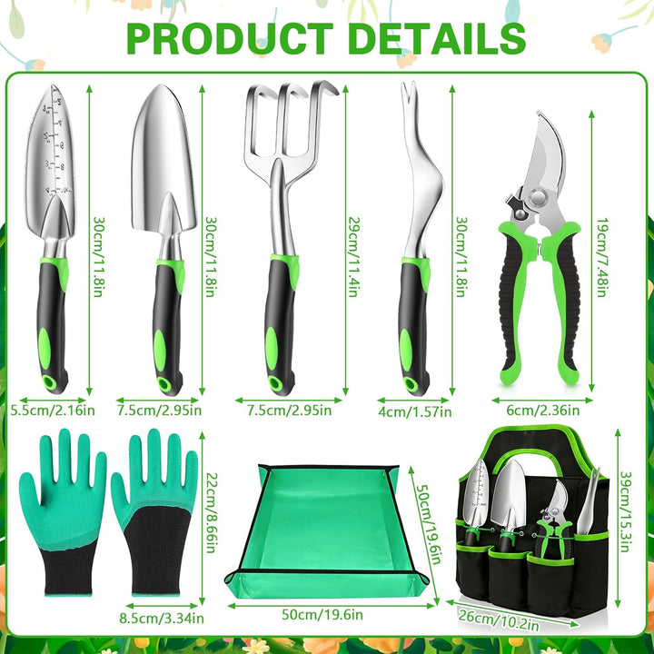 Gartenwerkzeug Set 8 Stück Gartengeräte Set Garten Werkzeug aus Edelstahl Gartenset Werkzeug mit Tas