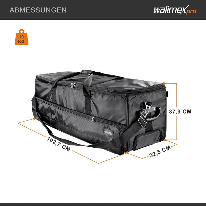 Walimex pro Studio-Trolley XL (inkl. ausziehbarem Trolleygriff, gepolsterten Schultergurt, variabler