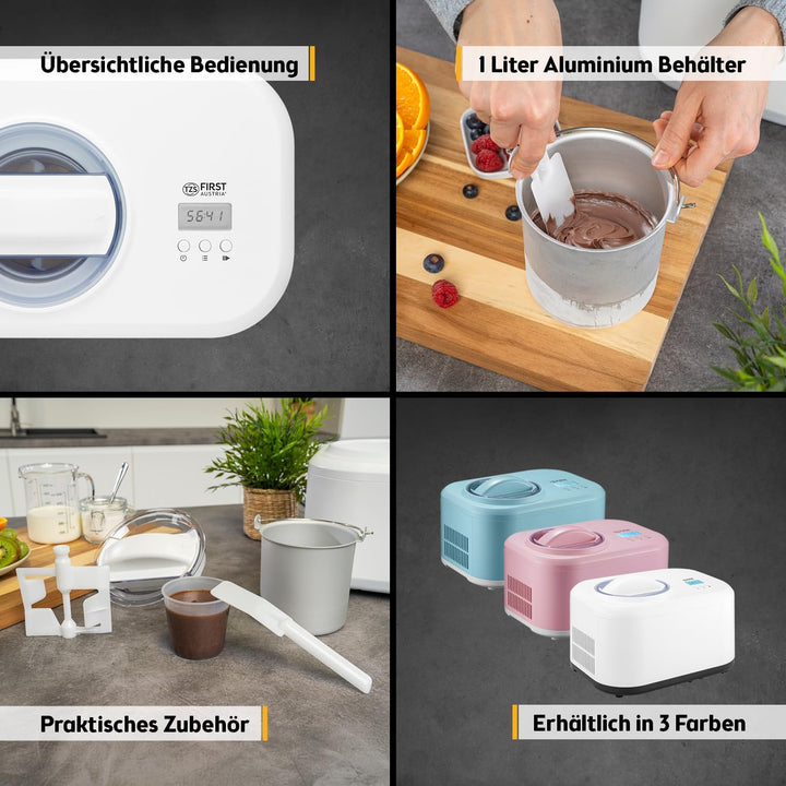 TZS First Austria Eismaschine & Joghurtbereiter | Ice Cream Maker selbstkühlend mit Kompressor und e