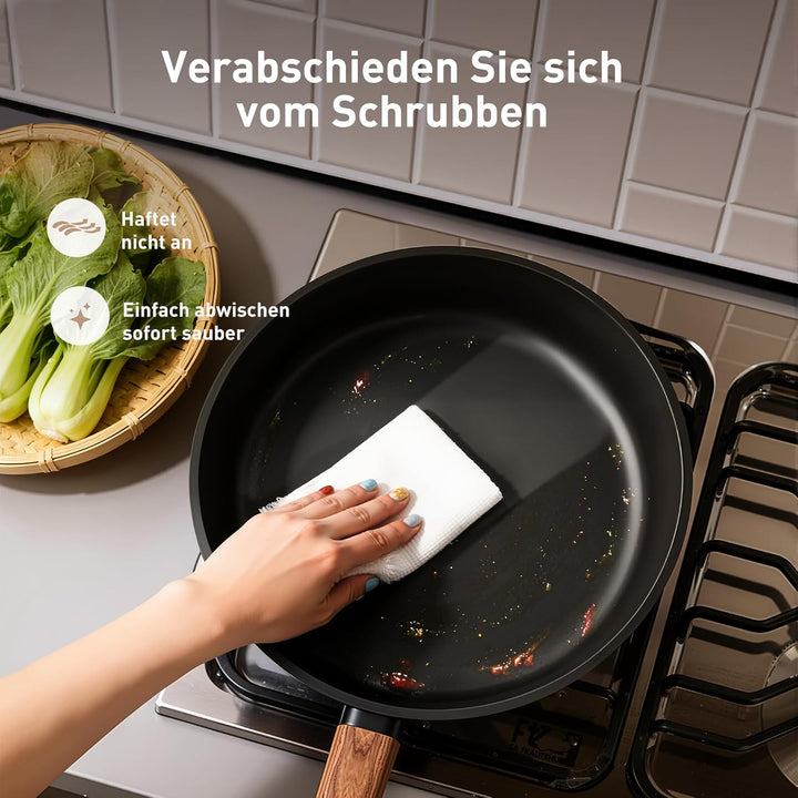 Kitchen Academy Antihaft Topfset Induktion mit Glasdeckel Töpfe und Pfannen Sets Keramik,Kochtopf Se