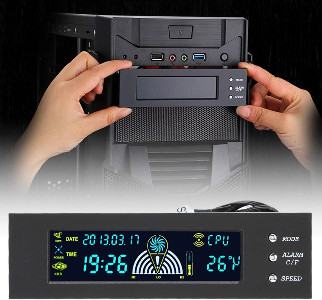 5,25 Zoll 3 Lüfter Drehzahlregler, Computer Lüfterdrehzahlregler, CPU/HDD/SYS Temperaturregelung LCD