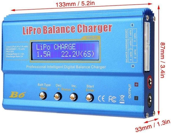 DEWIN Lipo Ladegerät Balancer, B6 80W Digital LCD Balance Ladegerät Entlader zum Parallelen Laden vo