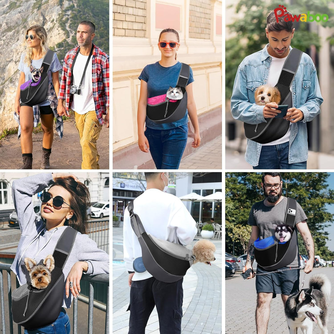 Pawaboo Hund Tragetuch Tragetasche, Hand Frei Atmungsaktiv Mesh Tasche für Welpen Katze, Drawstring