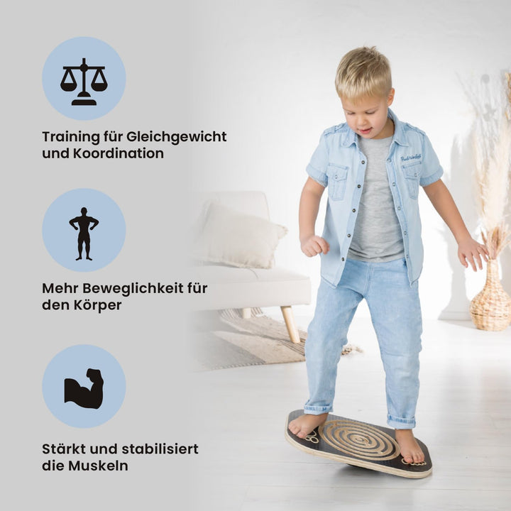 Balanceboard mit Labyrinth, Holz Balance Board, Wackelbrett, Board für Yoga und Übung, Gleichgewicht