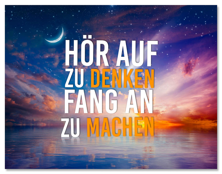 wandmotiv24 Motivations Motiv als Leinwandbild, 80x60cm, Querformat, Fang an zu Machen, Meer, Sterne