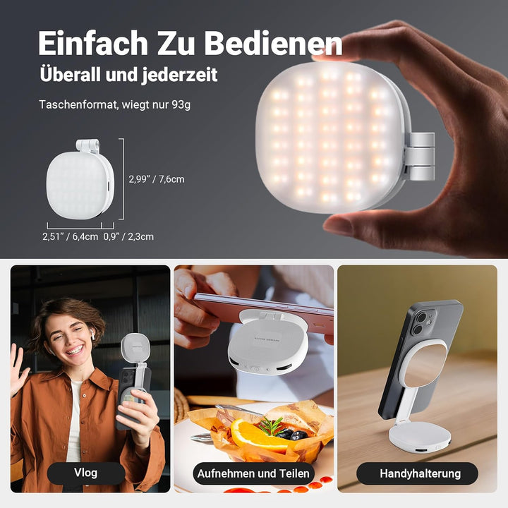NEEWER Basics Magnetisches Selfie Licht kompatibel mit MagSafe iPhone, 2W zweifarbiges kleines LED T