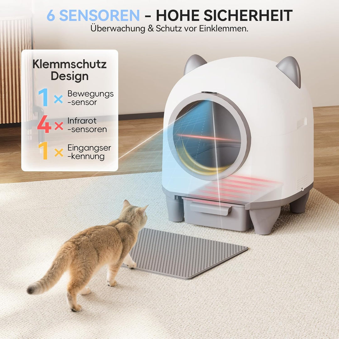 TRIUMPHKEY katzenklo Selbstreinigend, Automatische Katzentoilette 90L Grosse Fassungsvermögen mit AP