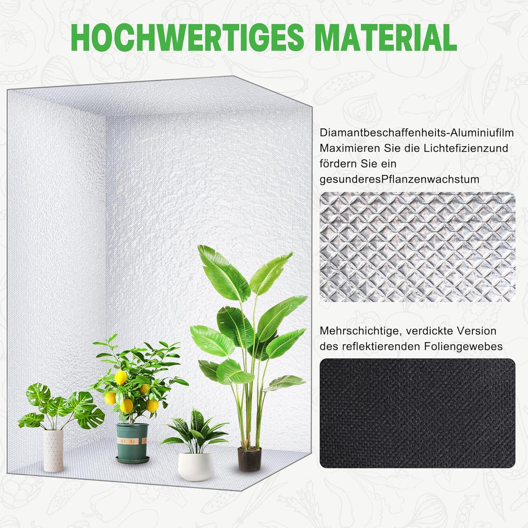 Growzelt Komplettset, 200W LED Grow Lampe Vollspektrum, Growzelt Indoor, Komplettes Hydroponics 600D