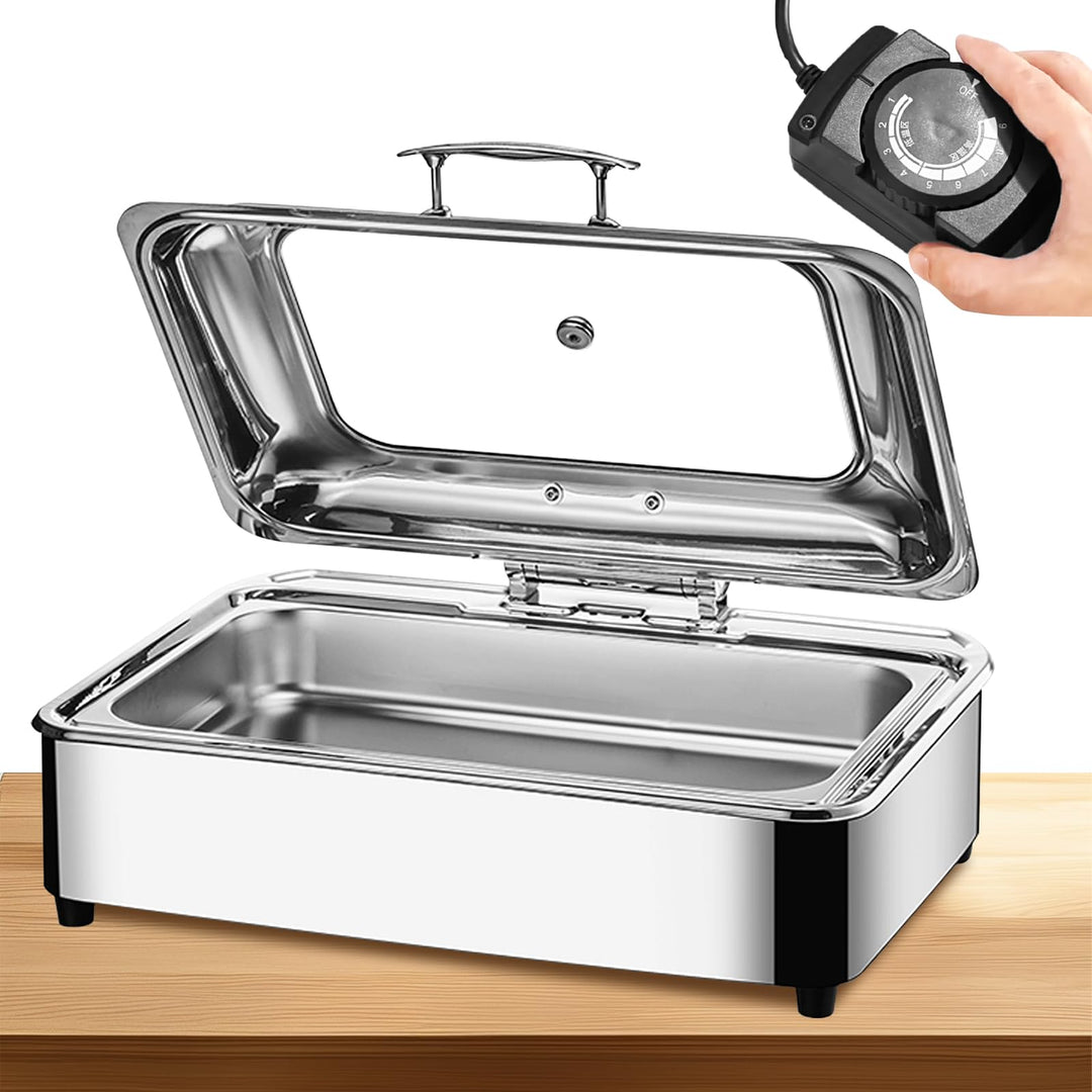 Chafing Dish Elektrisch 9L, Wärmebehälter Elektrisch für Speisen, Buffetwärmer Elektrisch mit Deckel