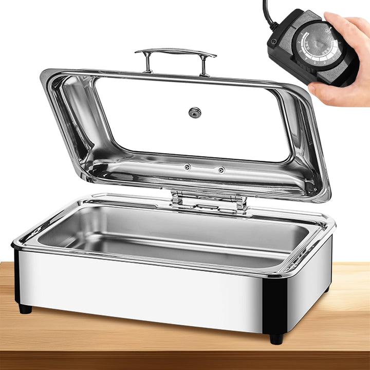 Chafing Dish Elektrisch 9L, Wärmebehälter Elektrisch für Speisen, Buffetwärmer Elektrisch mit Deckel