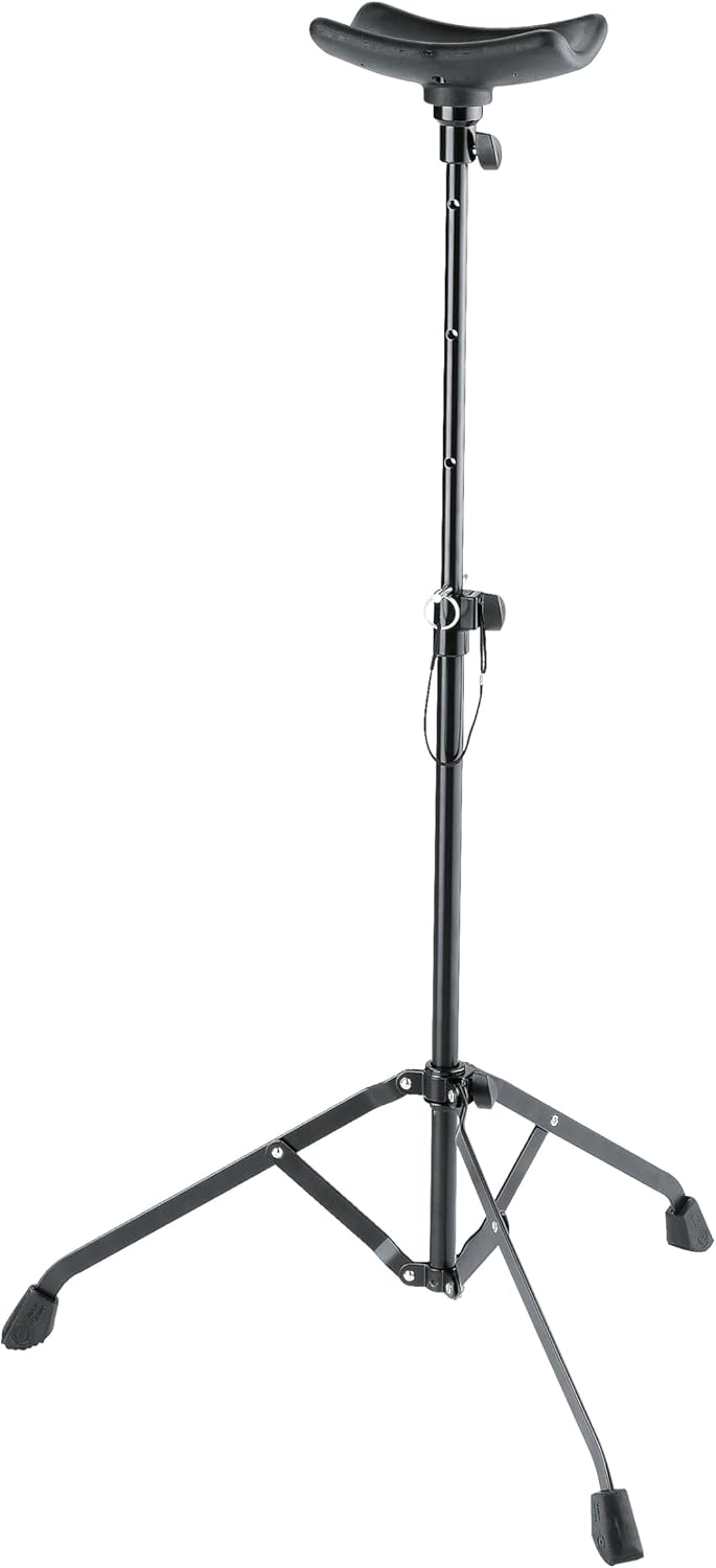 K&M 14951 Tuba-Spielständer Schwarz - Faltbare Fussstreben - Tragfähigkeit 10 kg - Von 65-114 cm - G