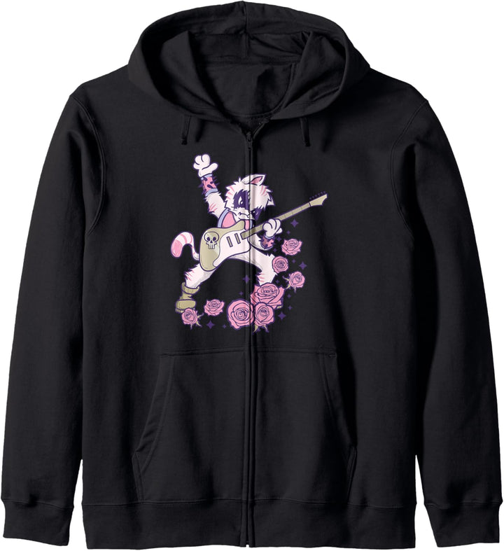 Heavy Metal Katze Geschenk für Katzen Gitarre Rocker Logo Kapuzenjacke